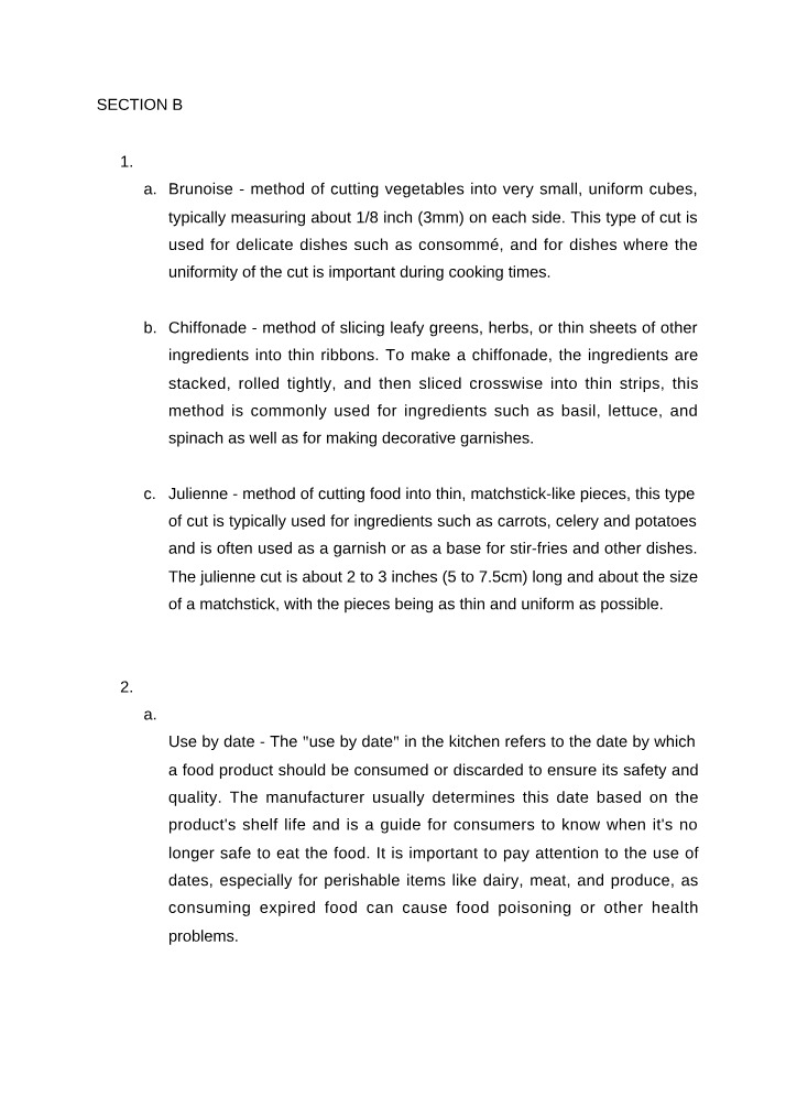 Vegetable Cutting Methods and Their Uses