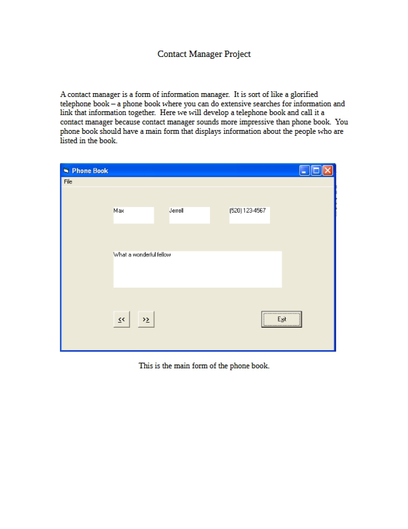 Project Contact Manager