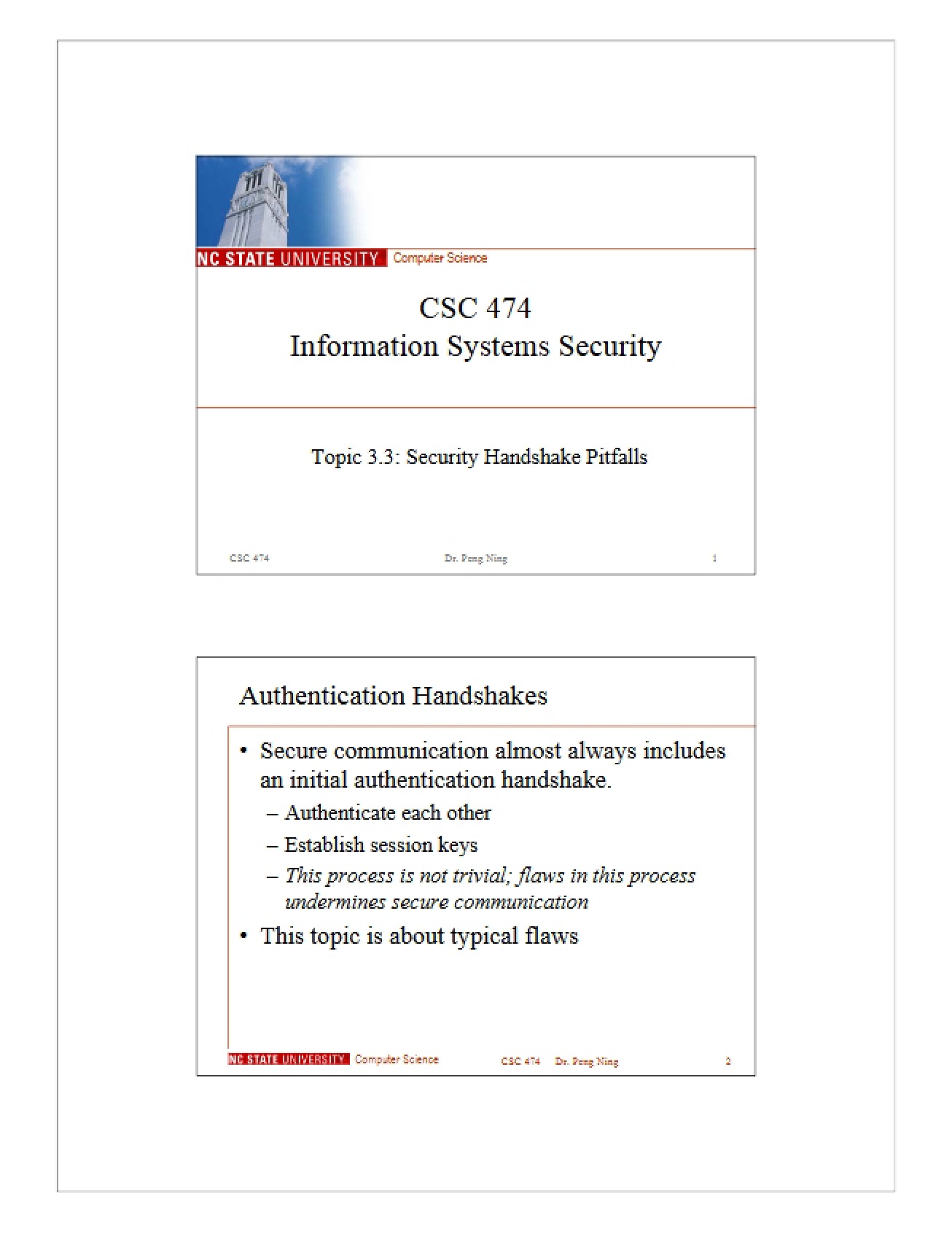 Pitfalls in Security Handshakes