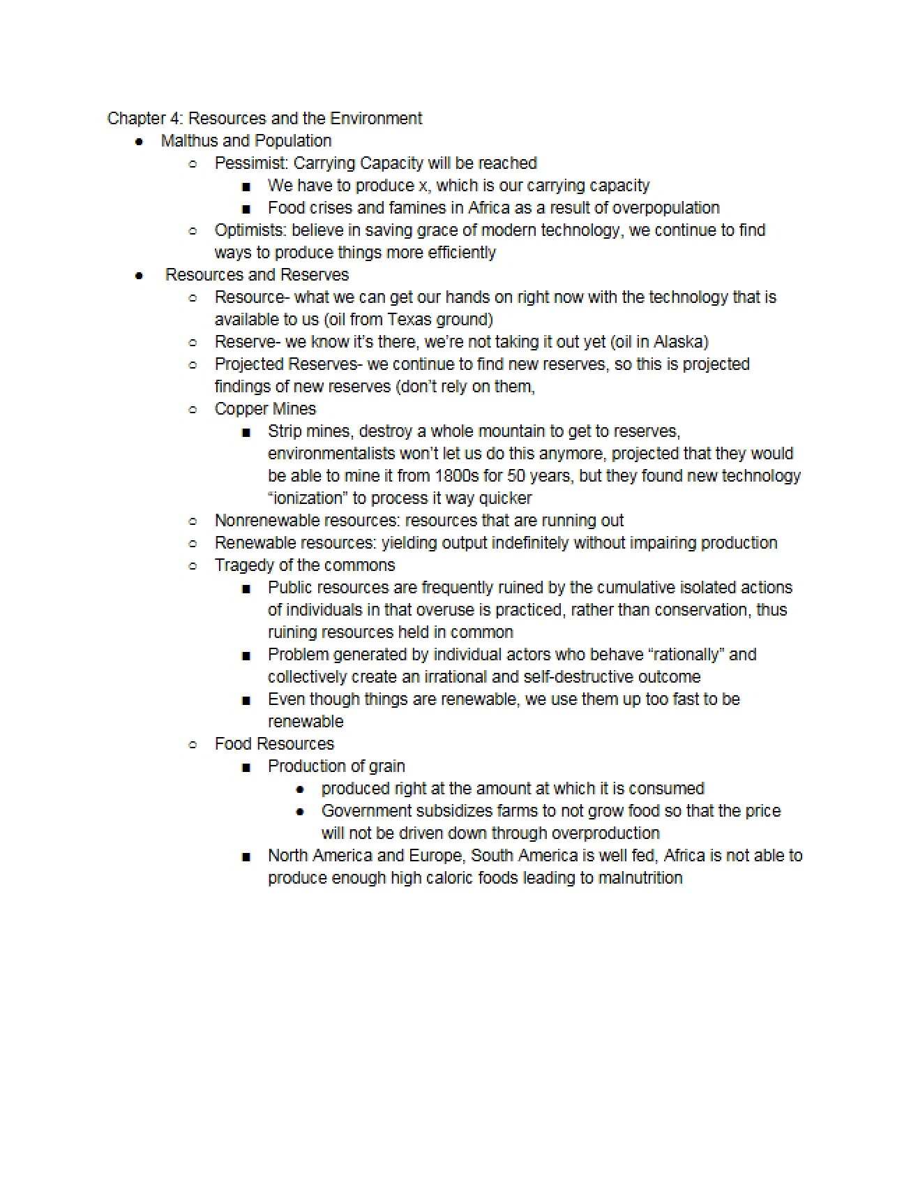 Fourth Chapter An Examination of Resources and the Environment