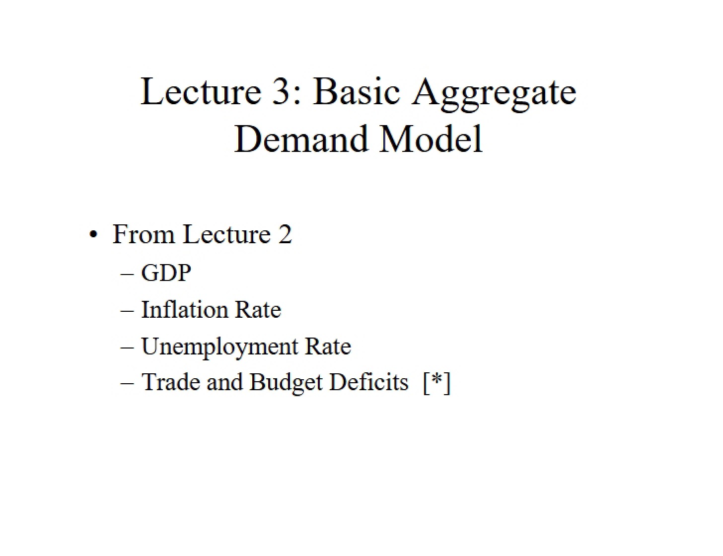 Lecture Three AD Model