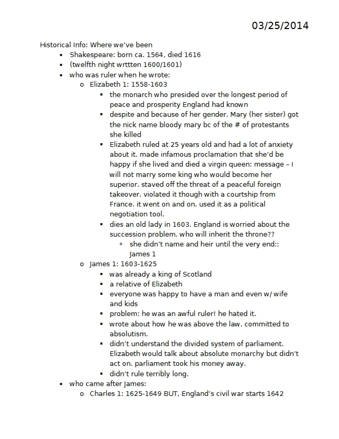 British Literature to 18th Century Lecture Notes