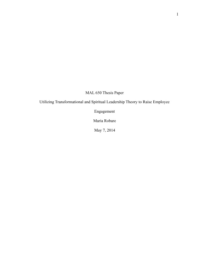 Transformational and Spiritual Leadership for Employee Engagement