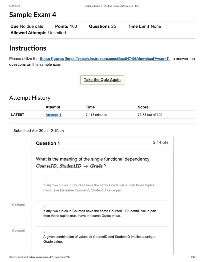 DB Sys Concepts & Design - Sample Exam 4 Review Questions
