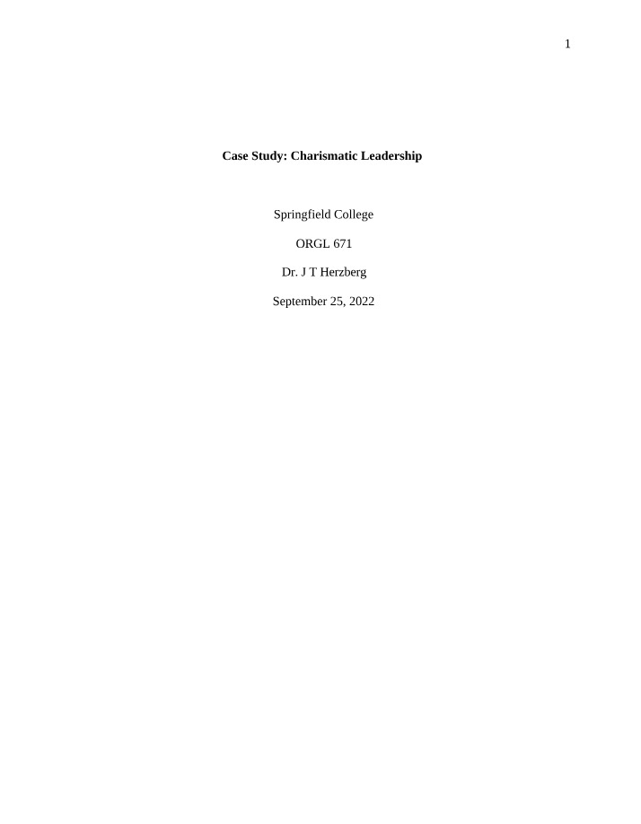 Charismatic Leadership - Transition of Power