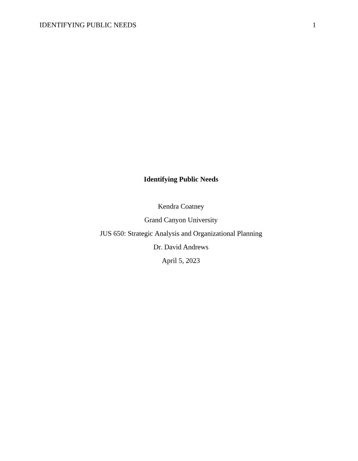 Identifying Public Needs - JUS 650