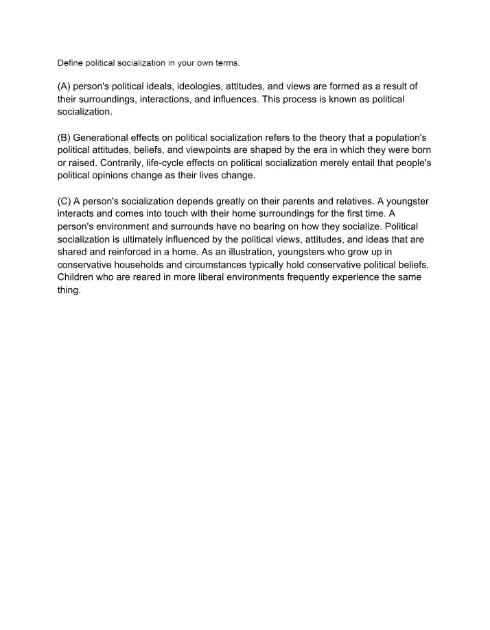 Impact of Surroundings on Political Socialization