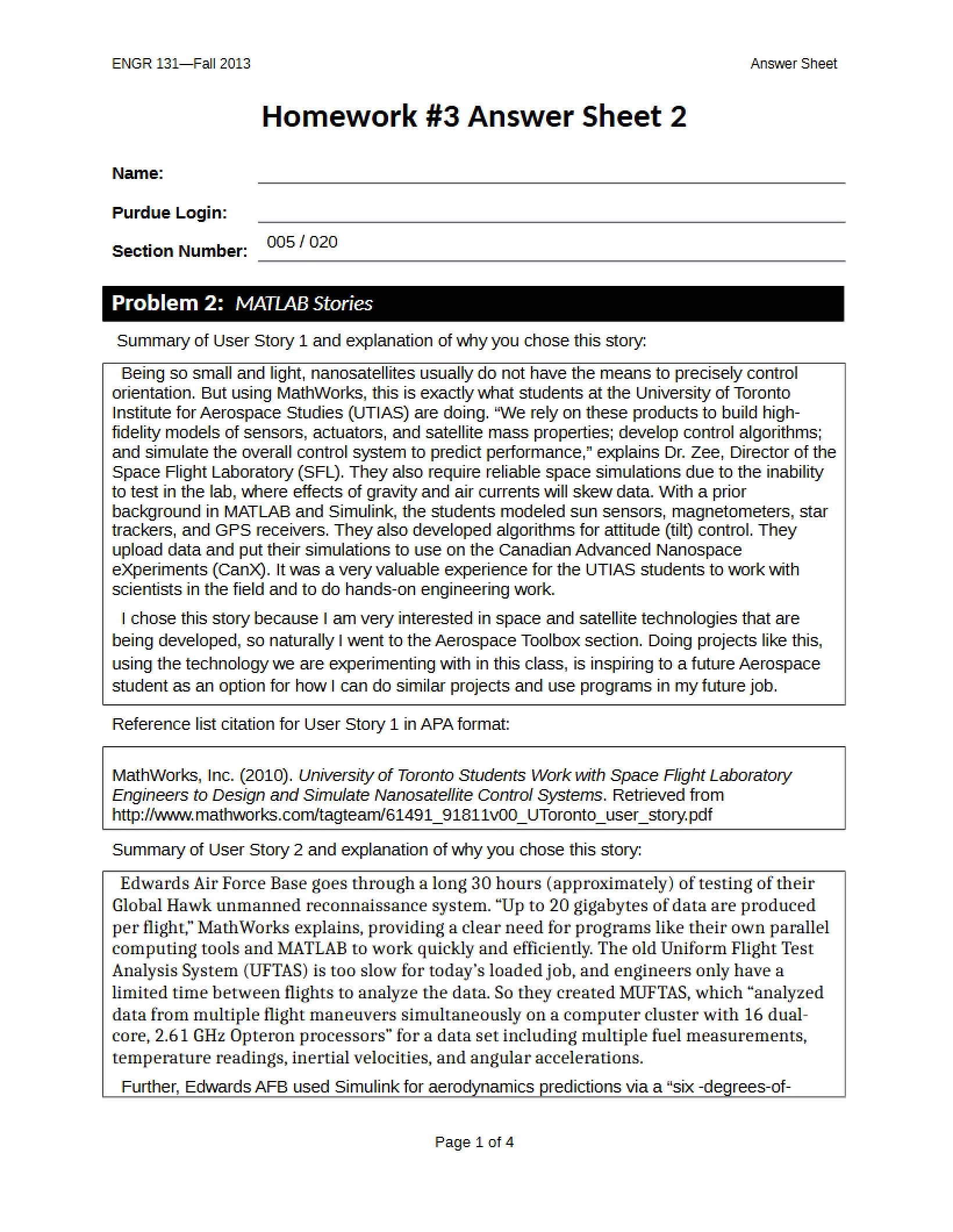Homework 3 Parts 2 and 3