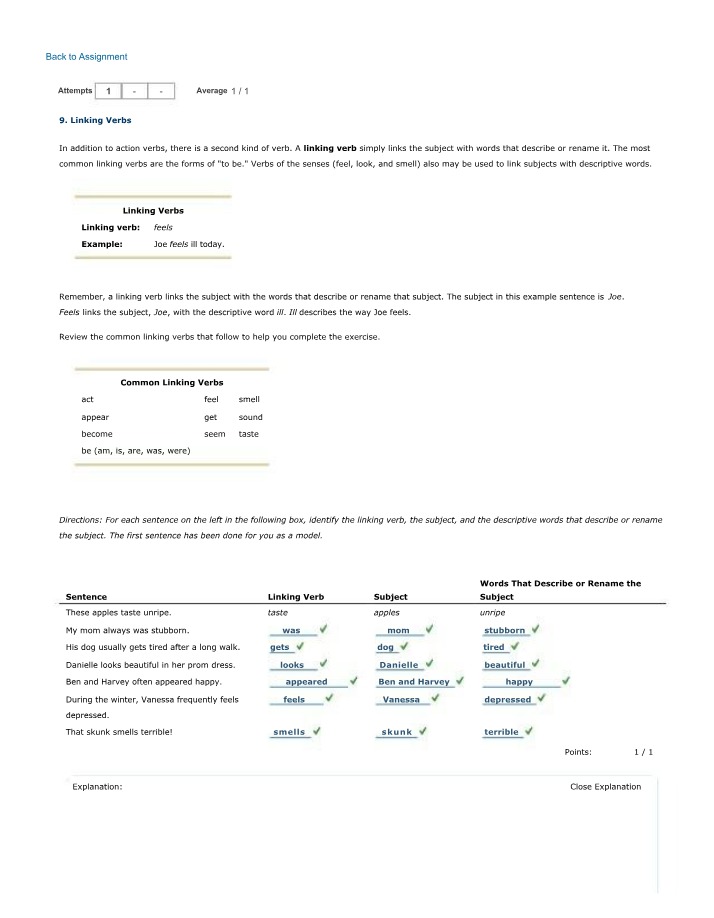 How Linking Verbs Connect Subjects