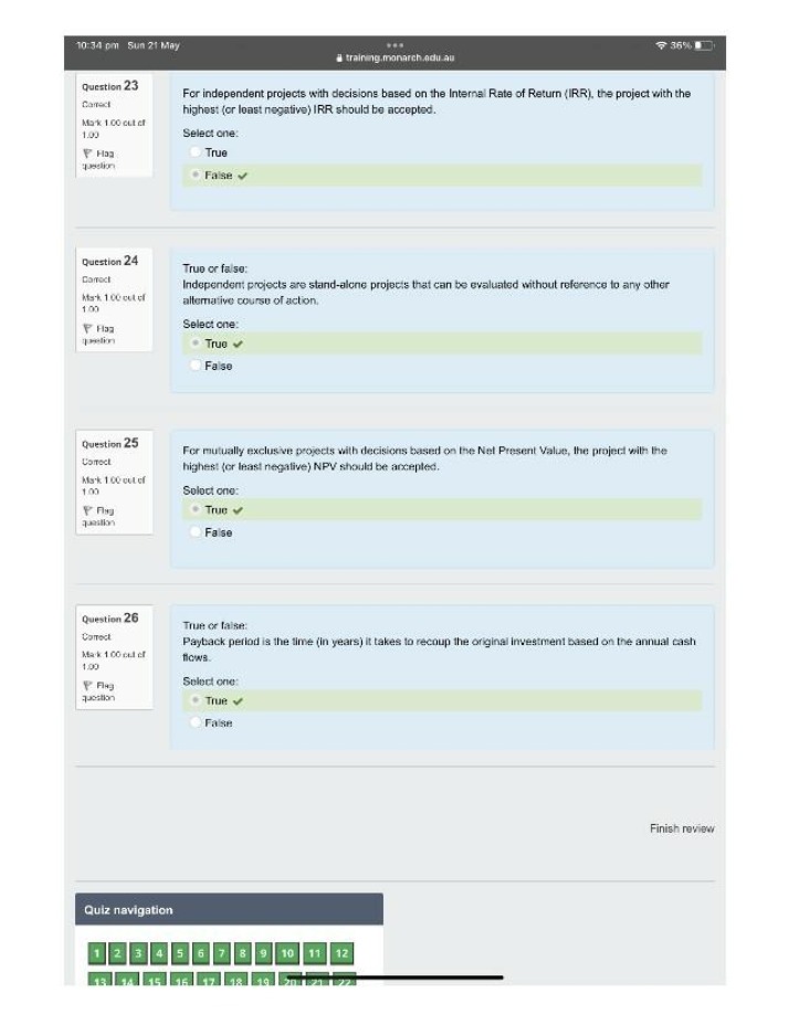 Quiz - Independent vs. Mutually Exclusive Projects