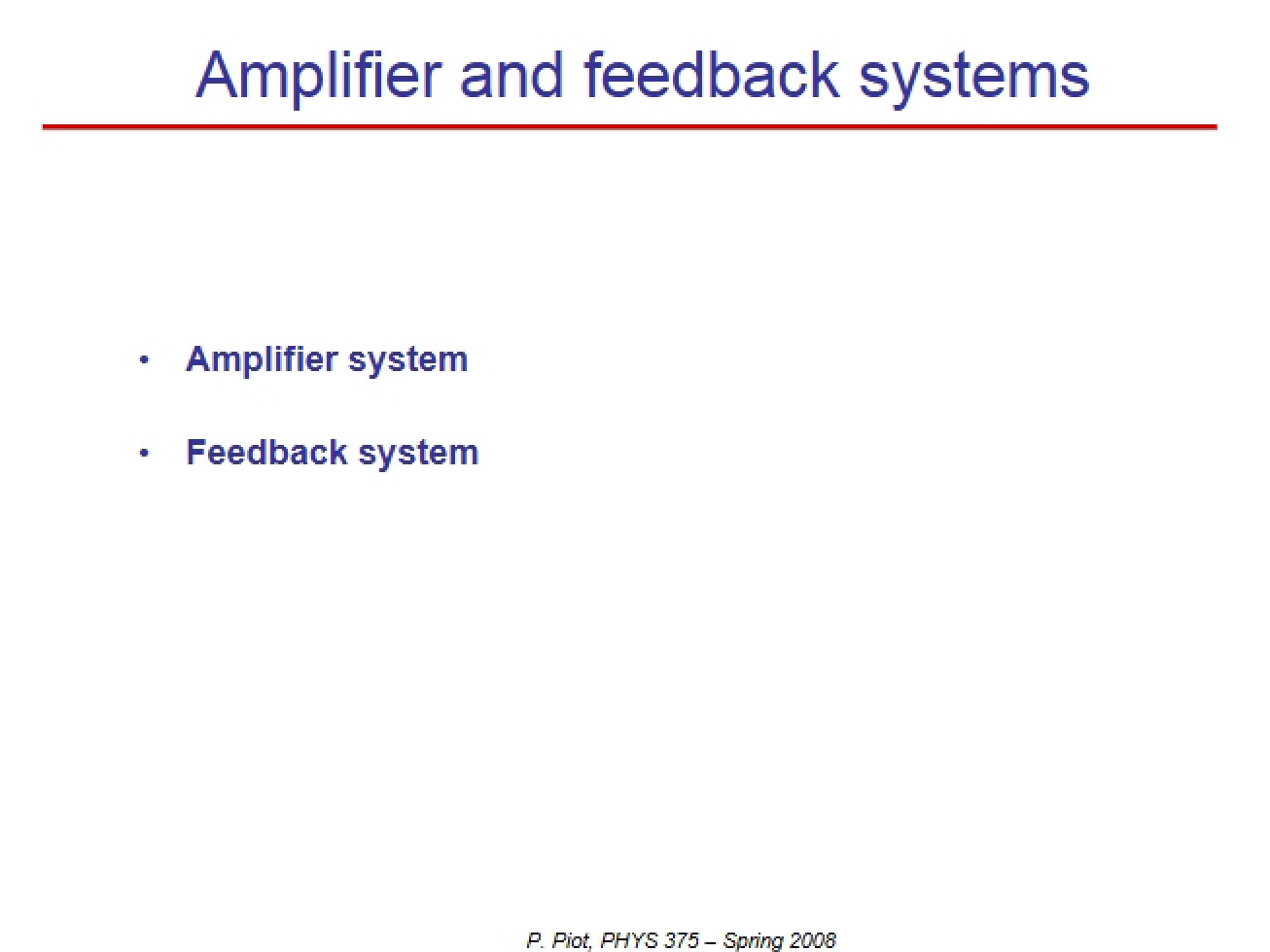 Feedback Systems and Amplifiers