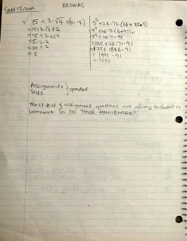 Notes on BEDMAS