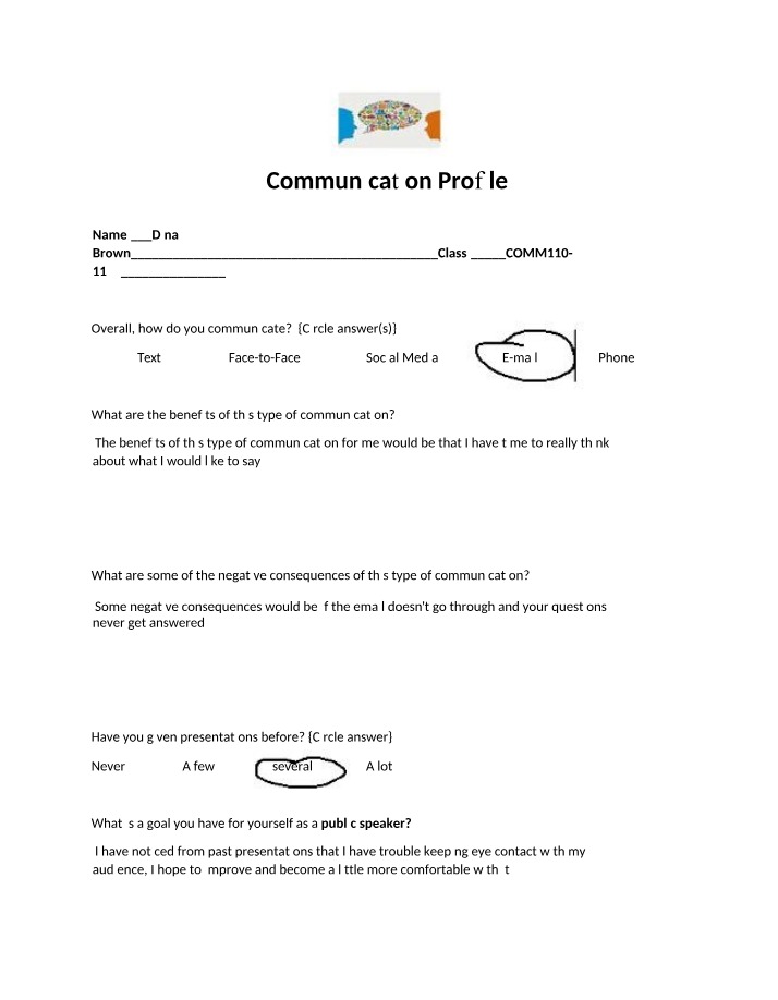 Communication Profile Pre-Assessment