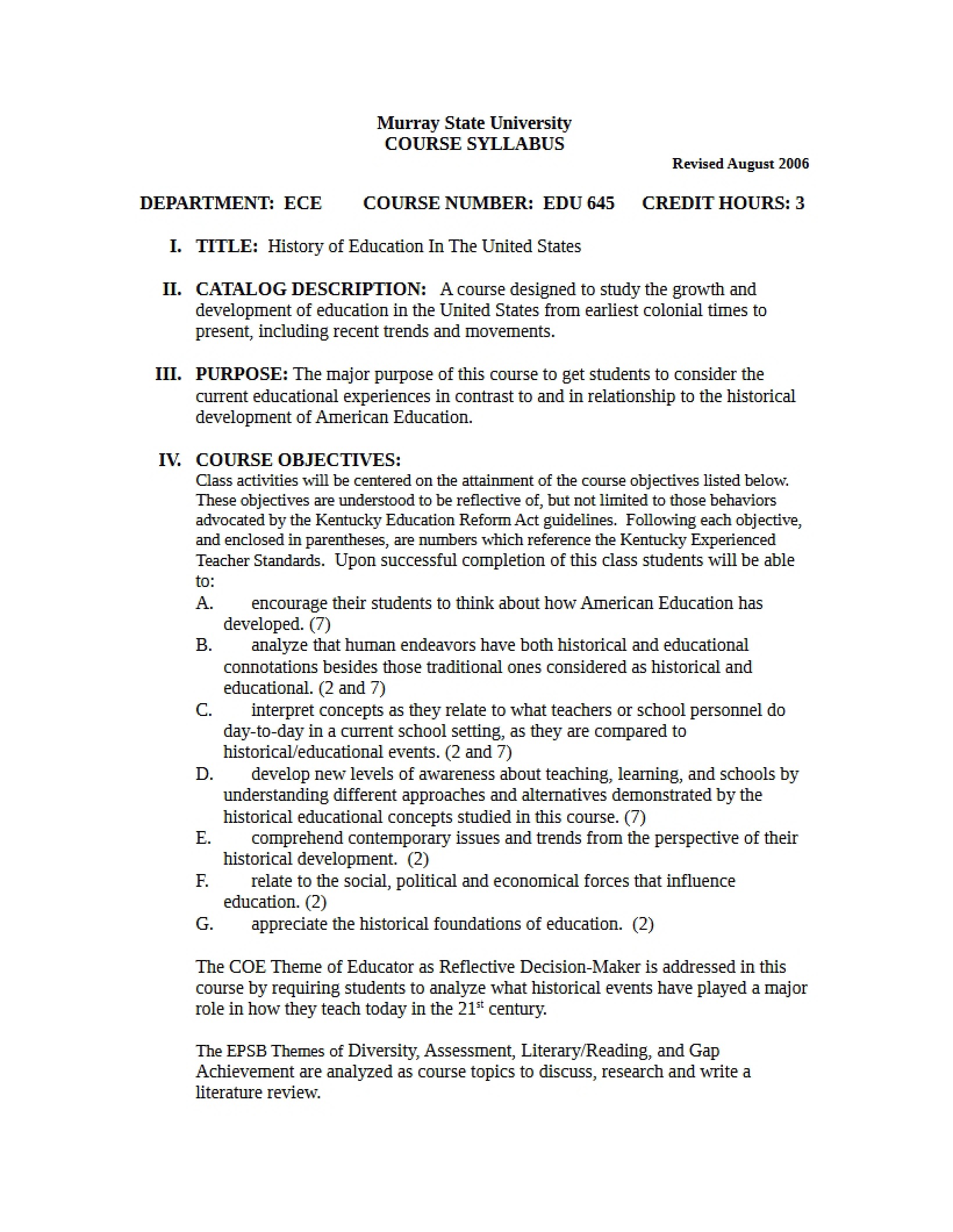 Syllabus - 3 Pages