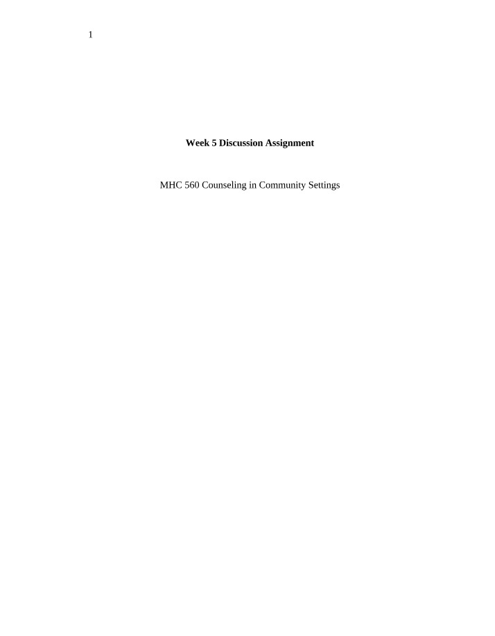 Discussion Assignment - Week 5