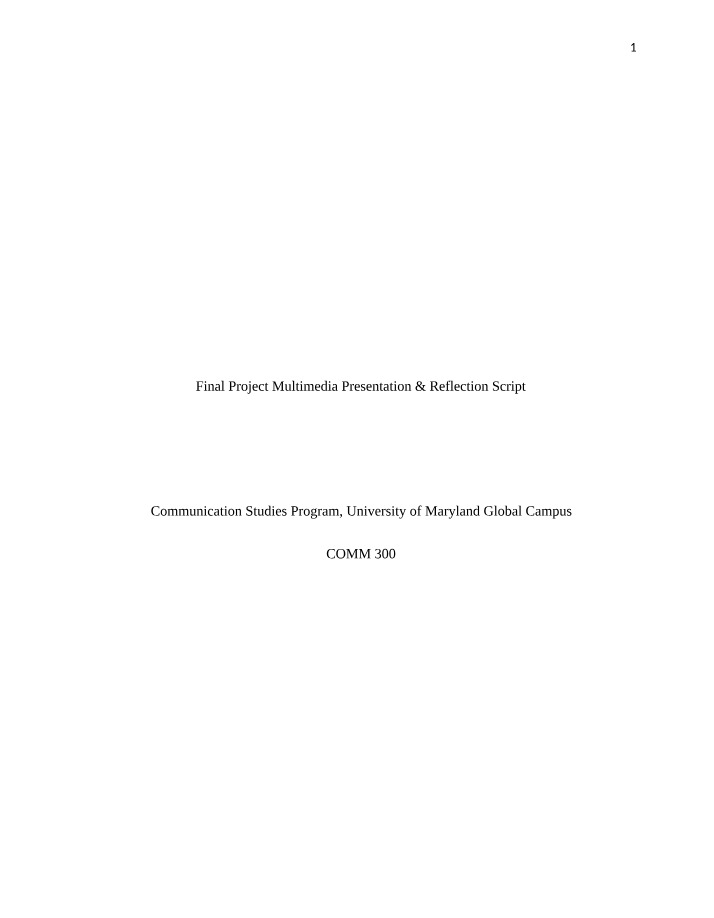 Final Project - Multimedia Presentation and Reflection