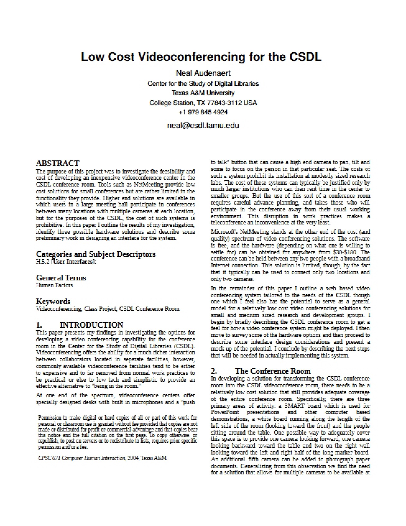 Second Paper for a Computer-Human Interaction Course