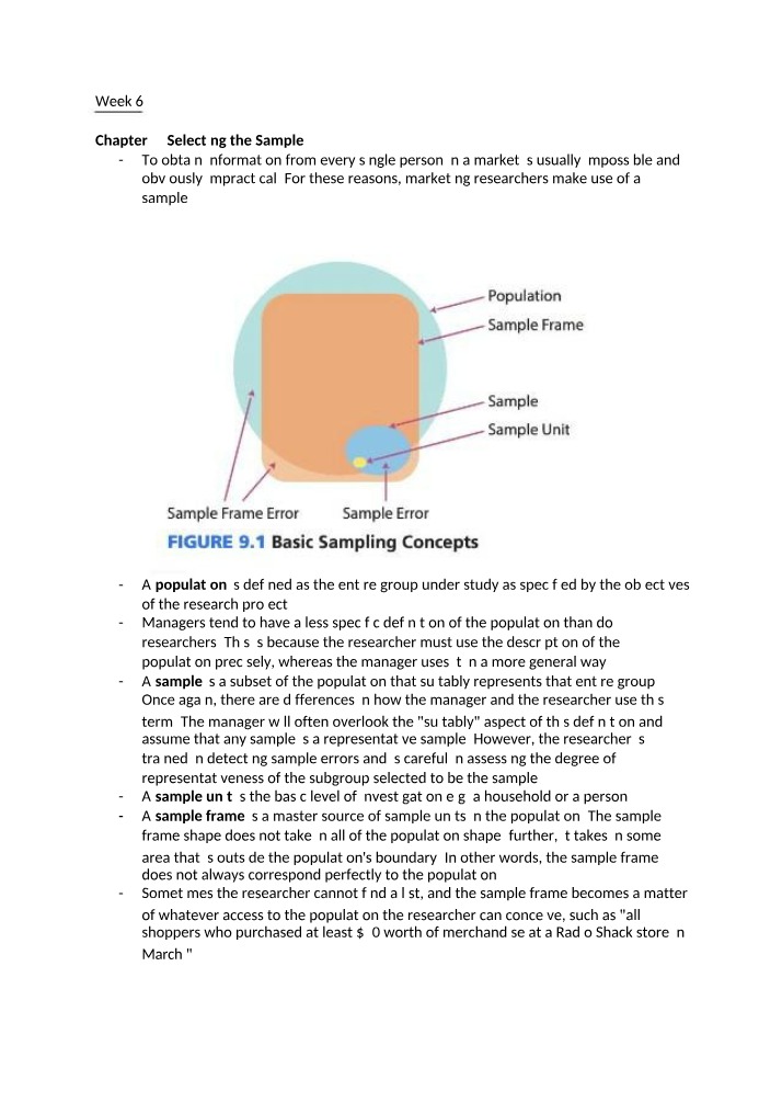 Week 6 Notes on Sampling Concepts