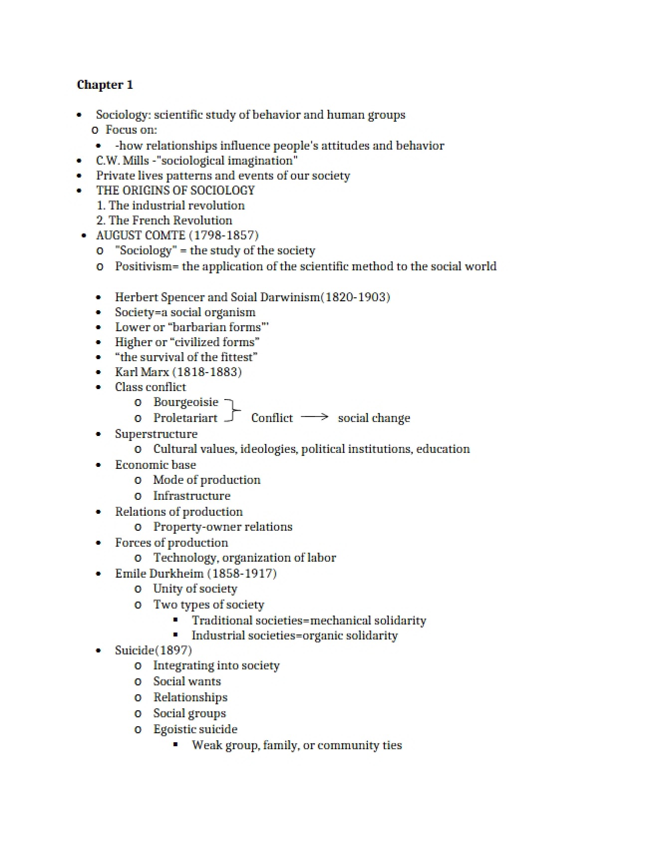 Foundations of Sociology Chapter One
