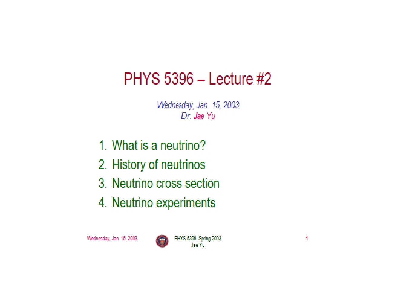 Lecture Notes for PHYS 5326 - 18 Pages