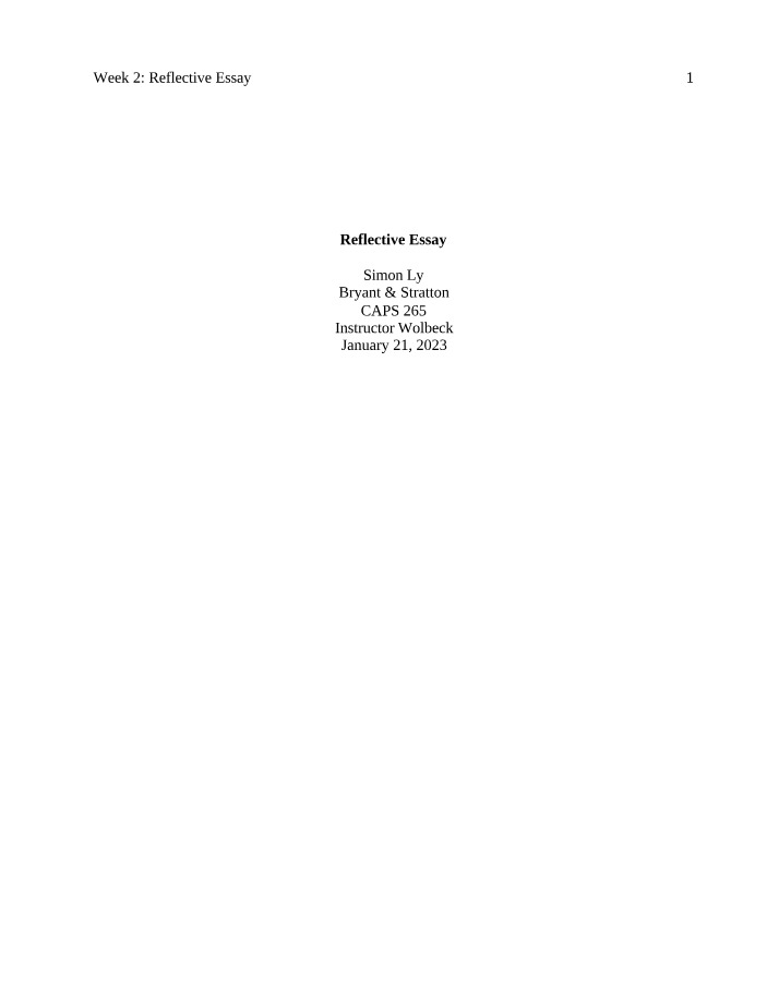Capstone Reflective Essay