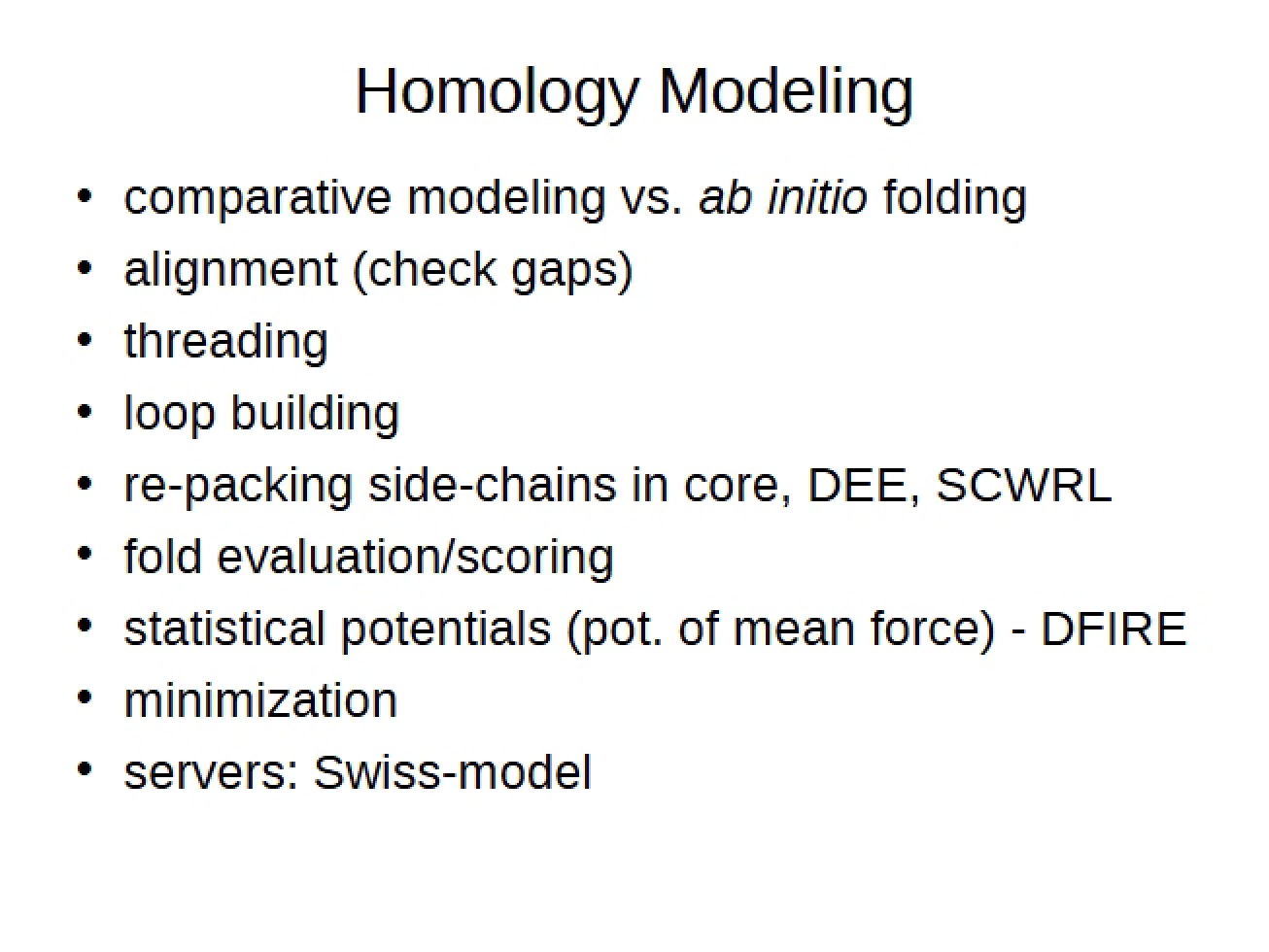 Introduction to Homology Modeling in Special Topics