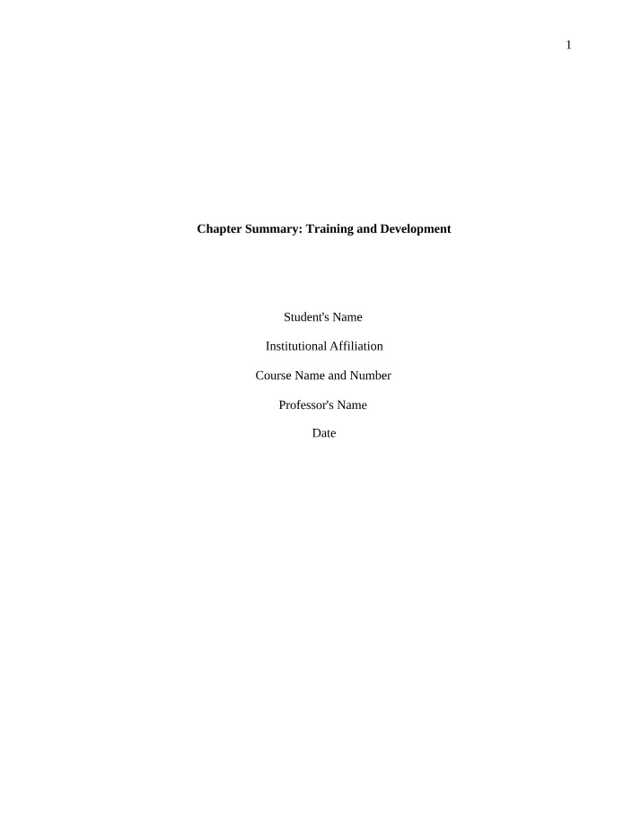 Development and Training