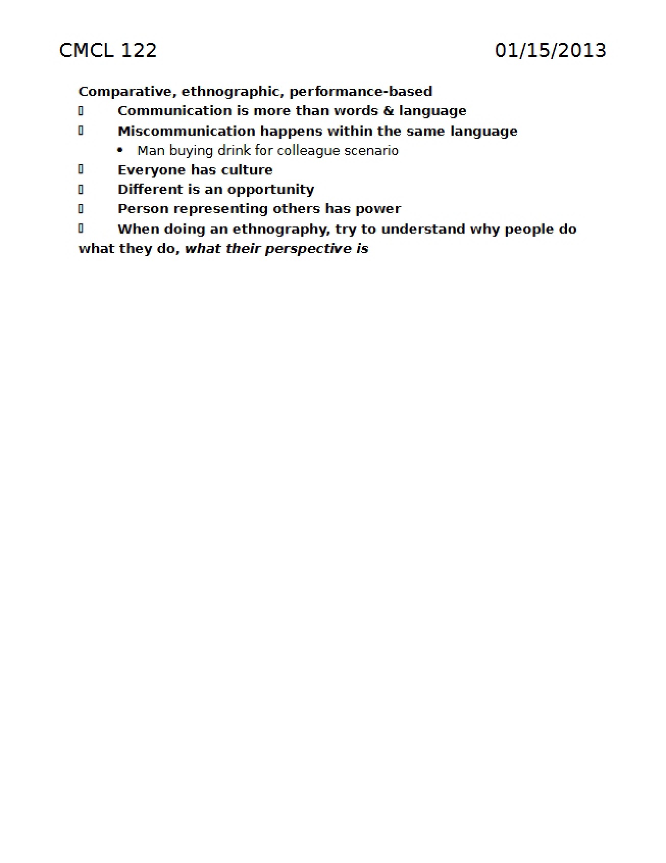 Notes for CMCL 122