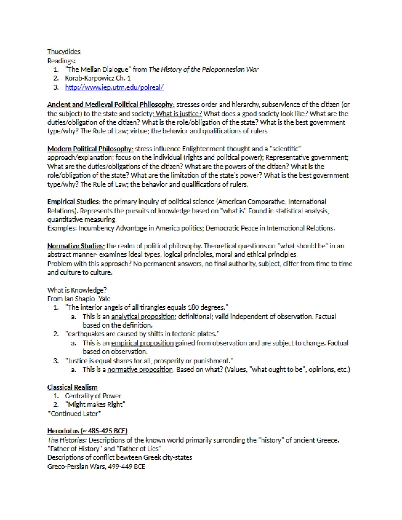 Week One Class Notes