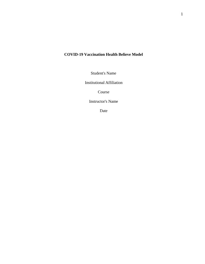 Health Belief Model for COVID-19 Vaccination