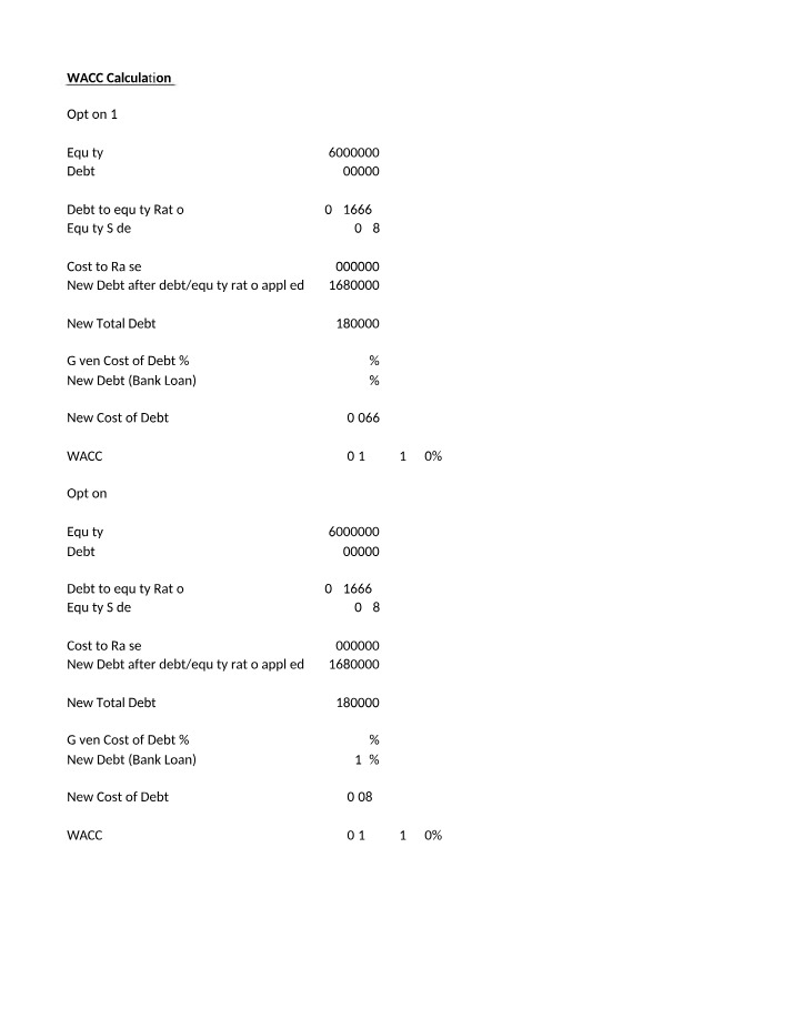 Weighted Average Cost of Capital (WACC) Calculation