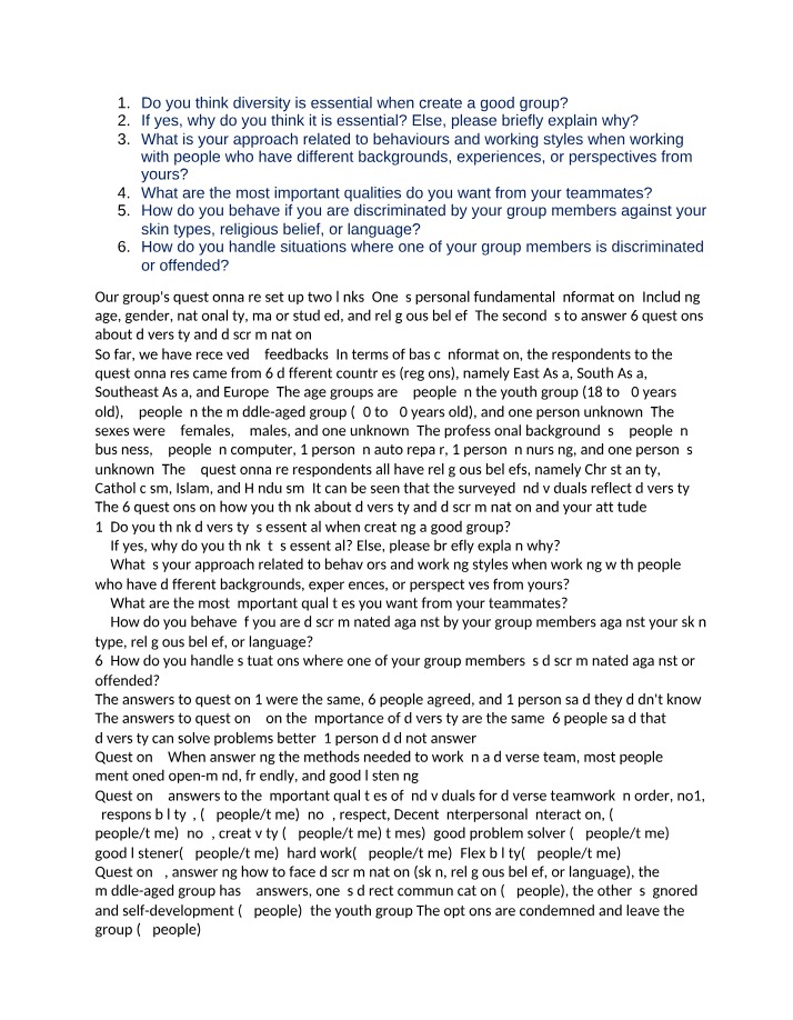 Is Diversity Essential for Creating a Good Group