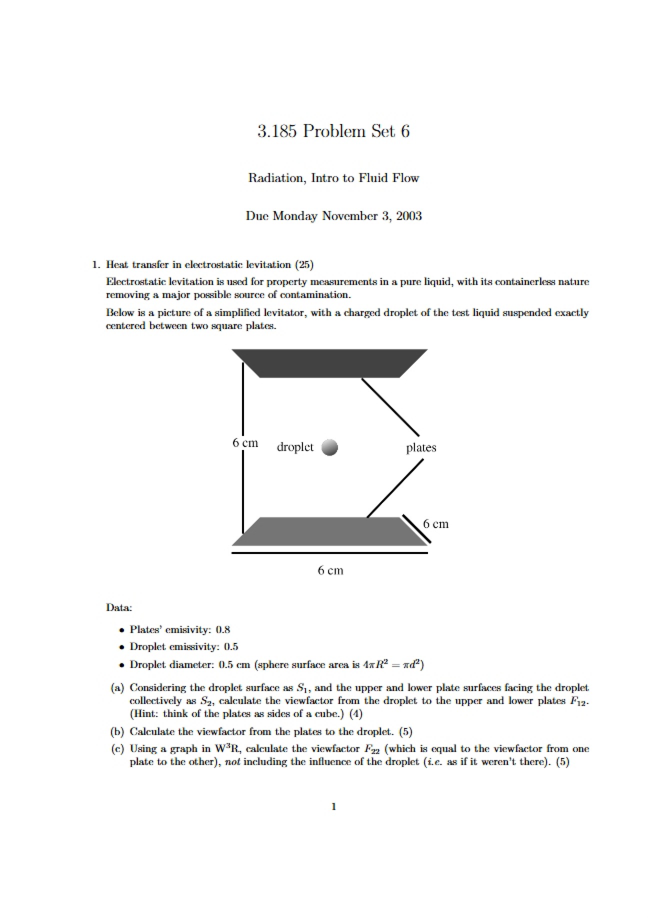 Sixth Problem Set