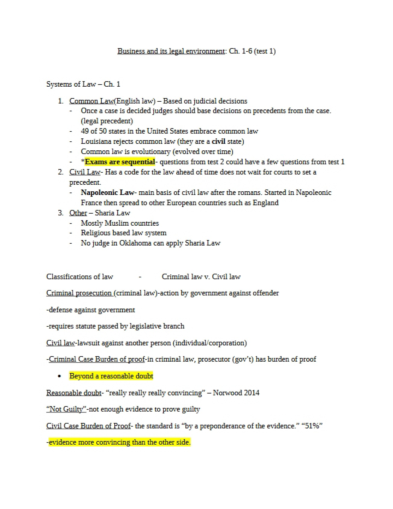 Introduction to Systems of Law from Chapter 1