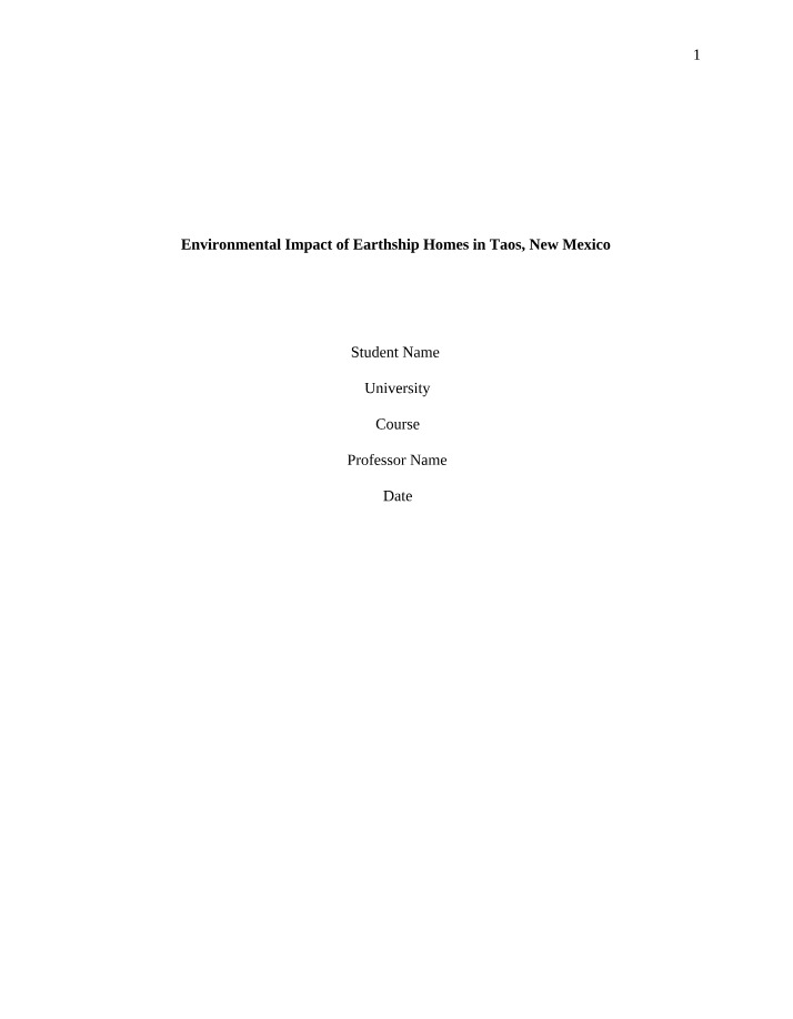 Environmental Impact of Earthship Homes in Taos