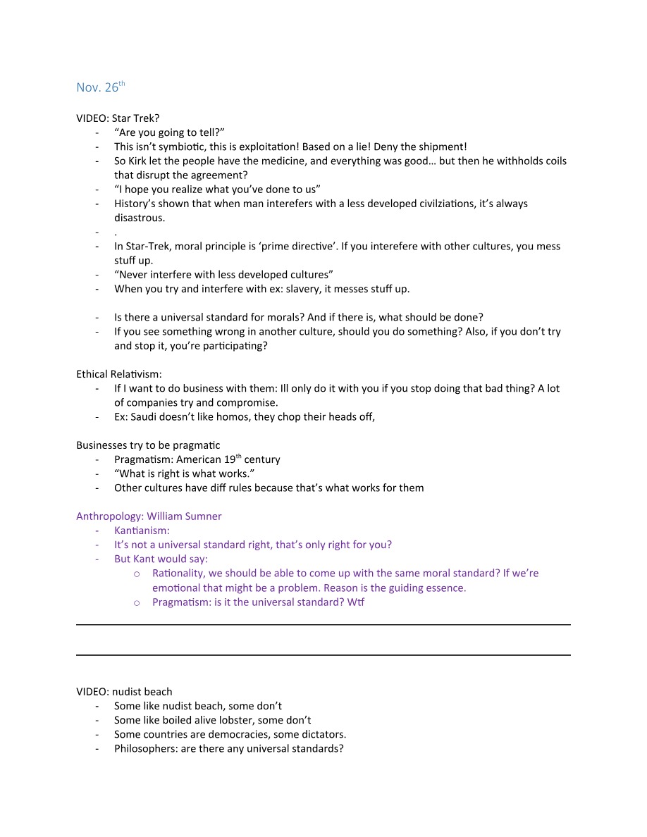 Globalization, Ethics, and Work Environments - Notes