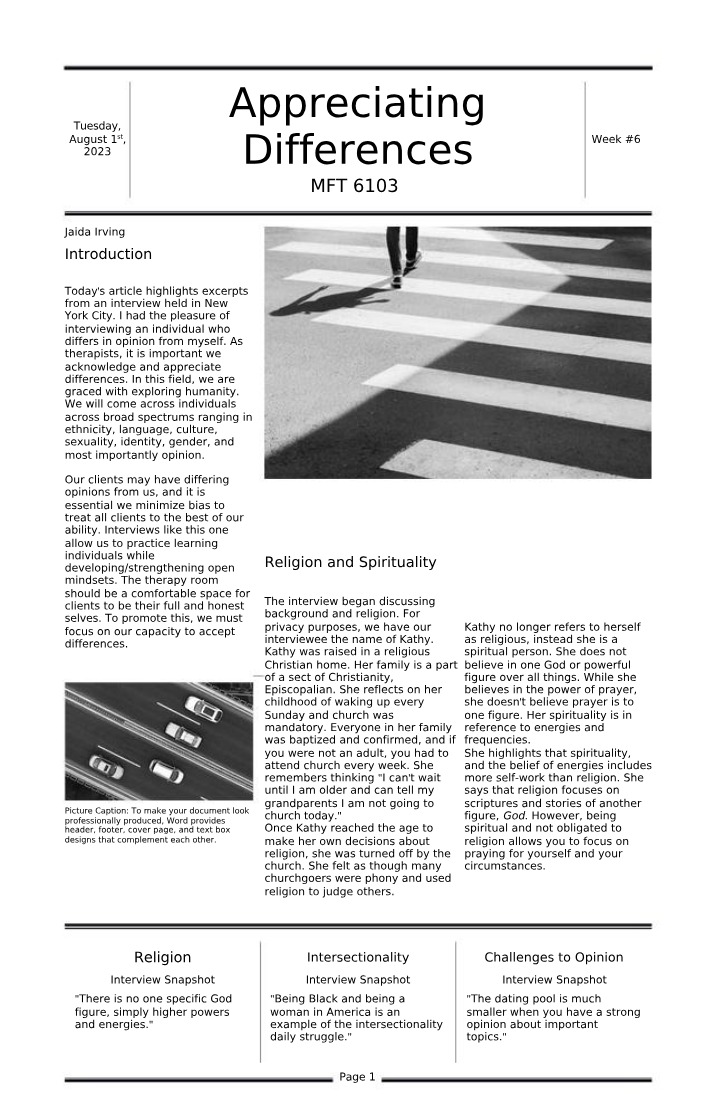 Appreciating Differences - Therapeutic Settings