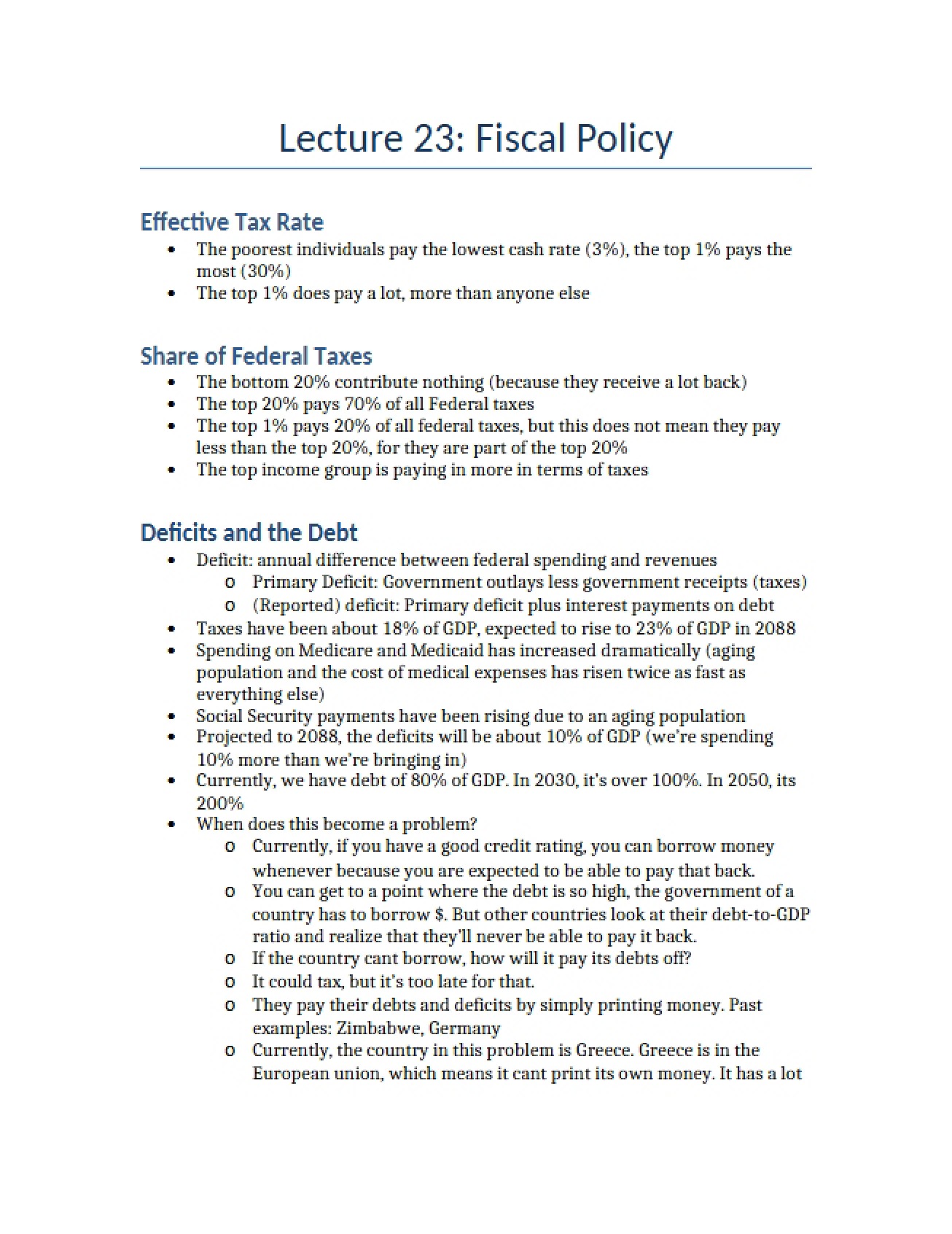 Lecture 23 on Fiscal Policy