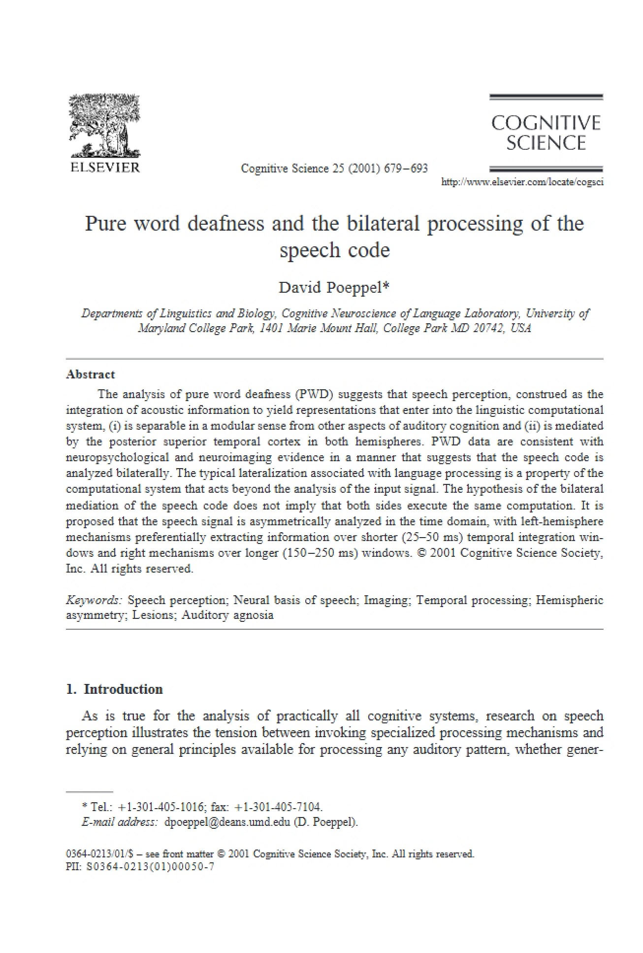 Clinical Pure Word Deafness Study