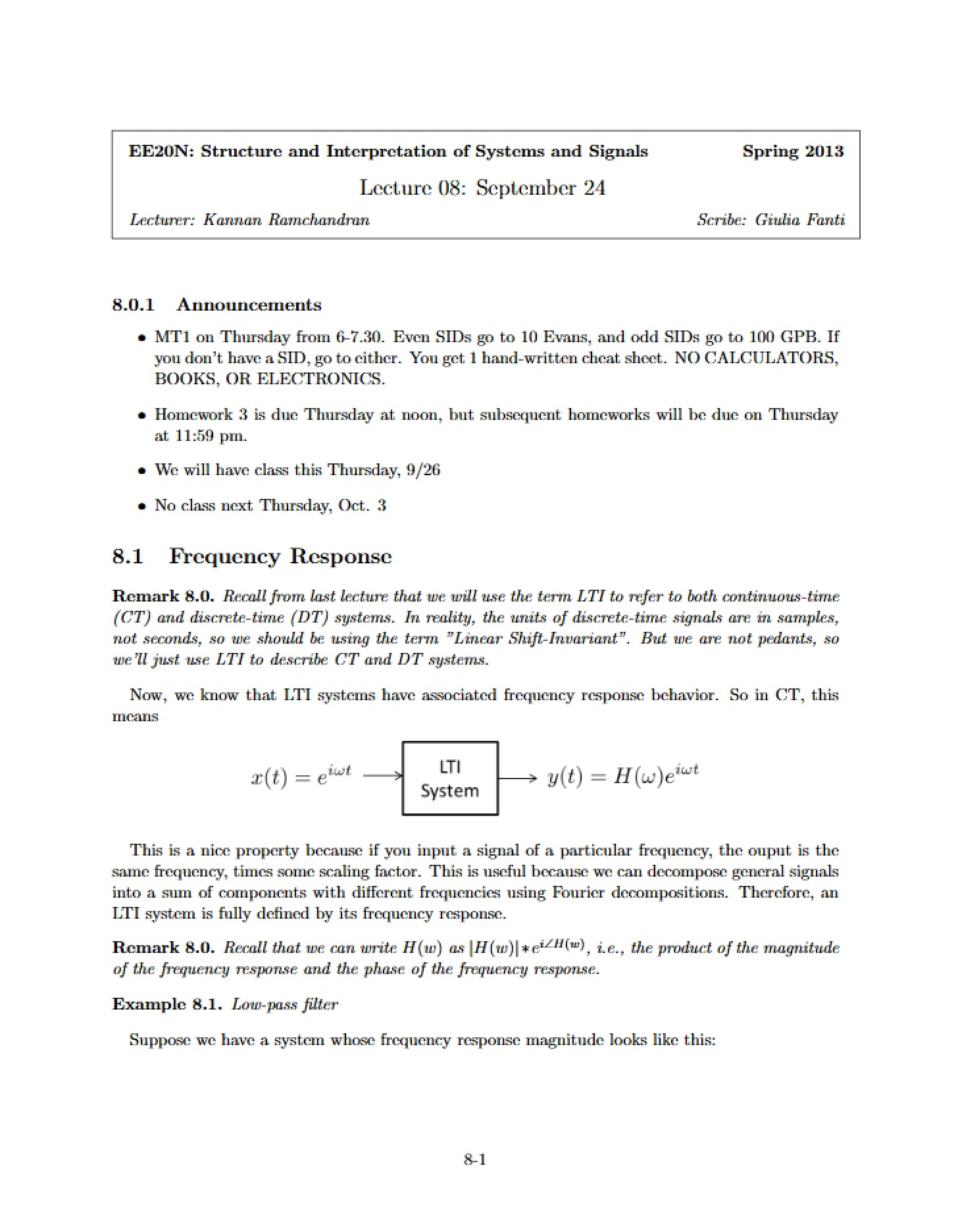 Eighth Lecture
