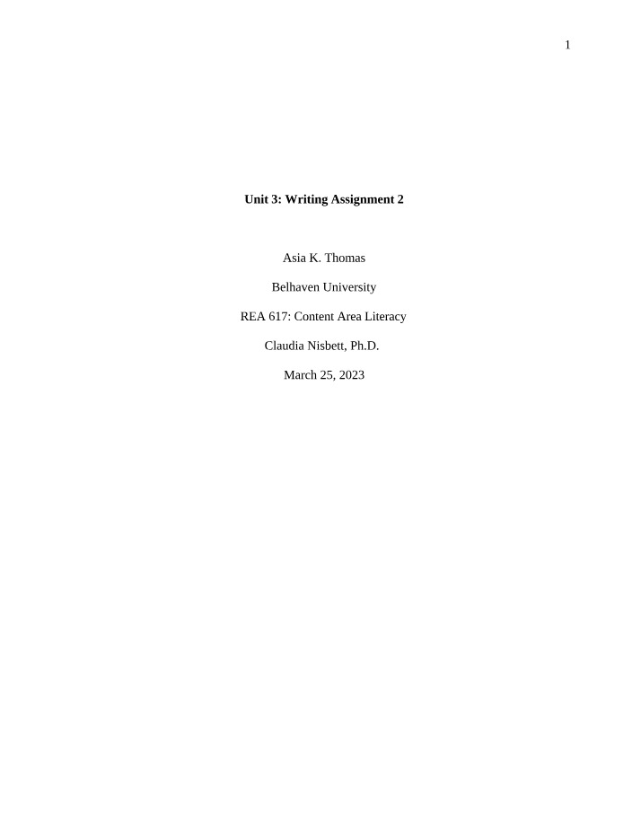 Unit 3 Writing Assignment 2 - REA 617