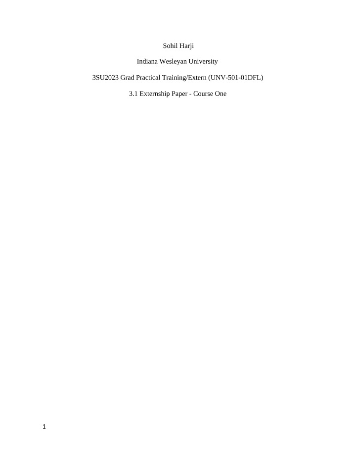 Externship Paper for MKTG 530
