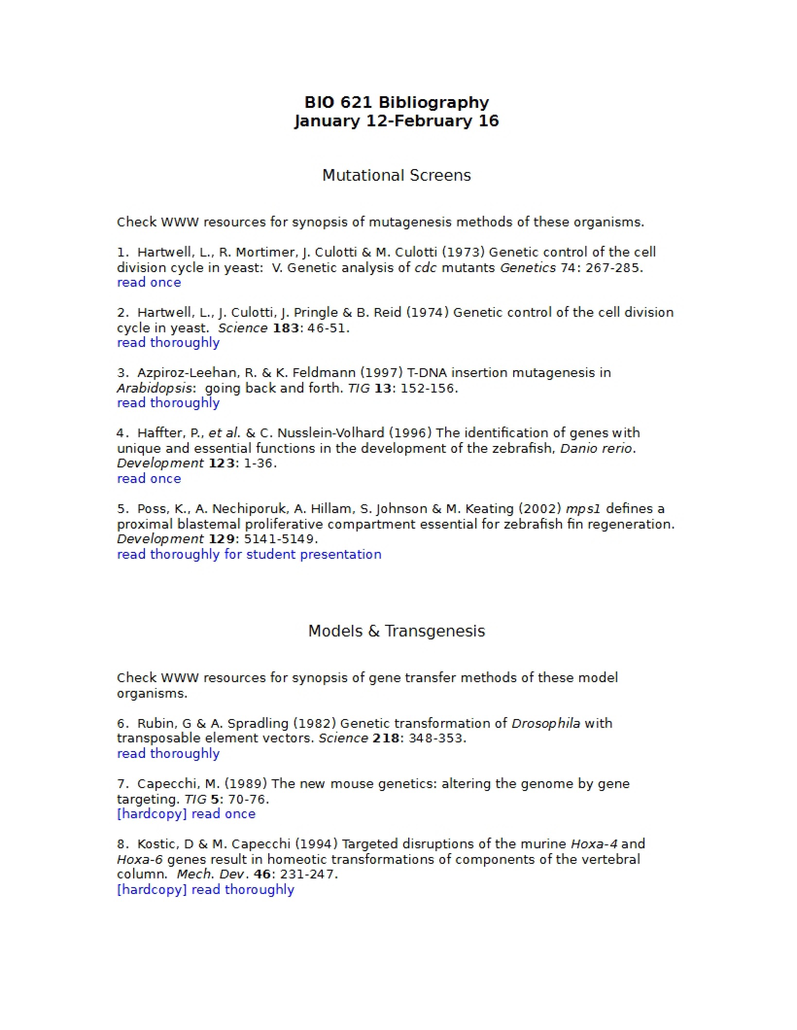 Modern Biology Bibliography