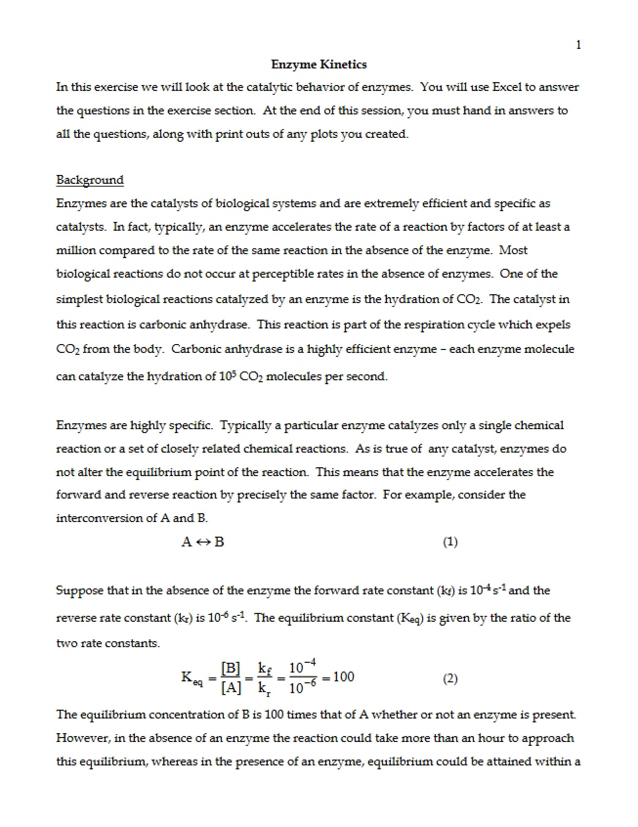 Kinetics of Enzymes