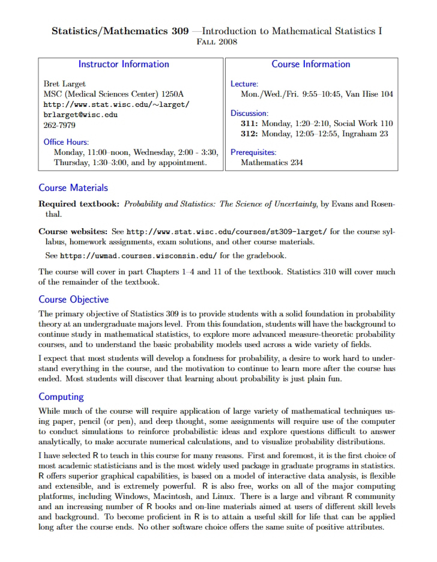 Class Syllabus