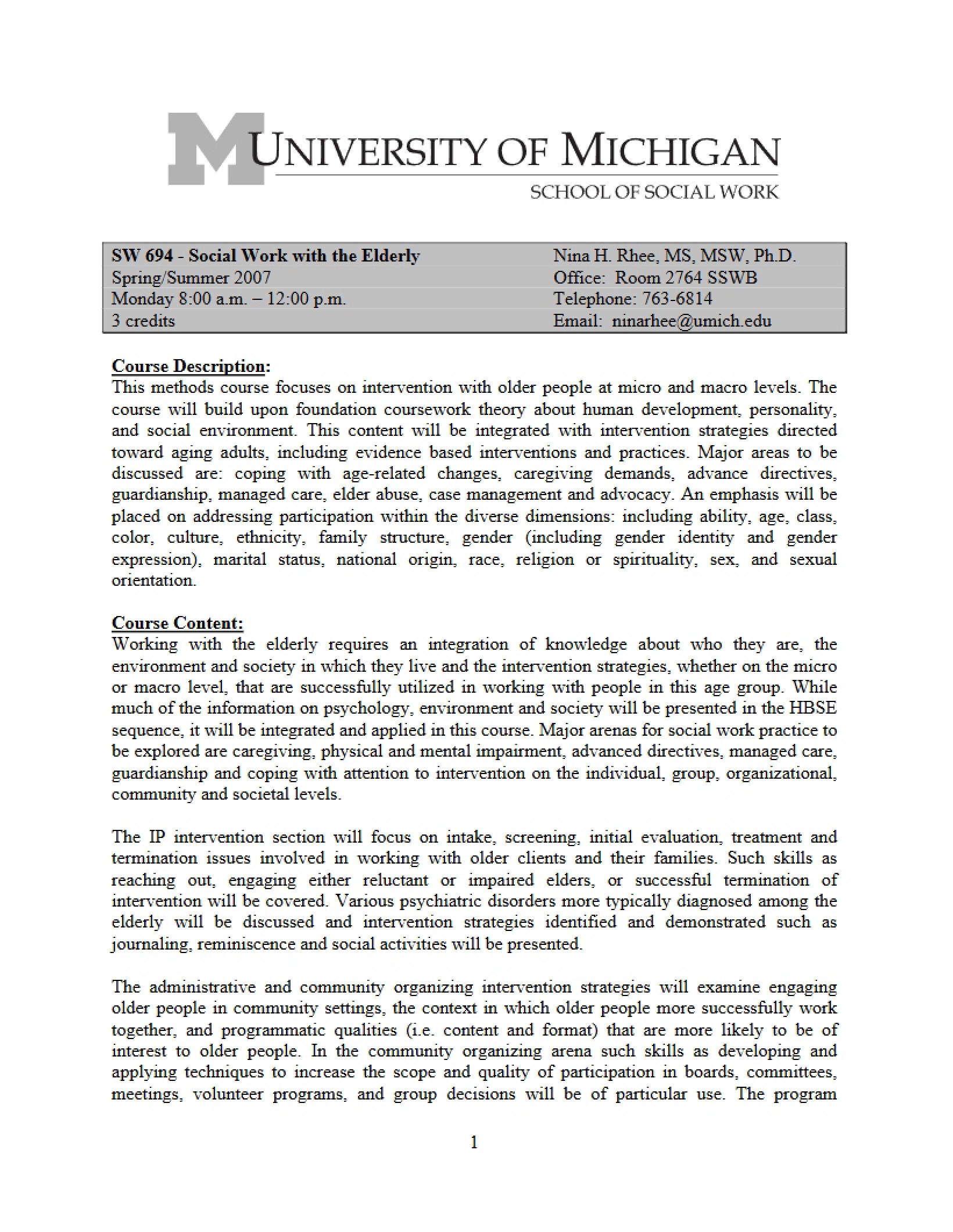Course Syllabus