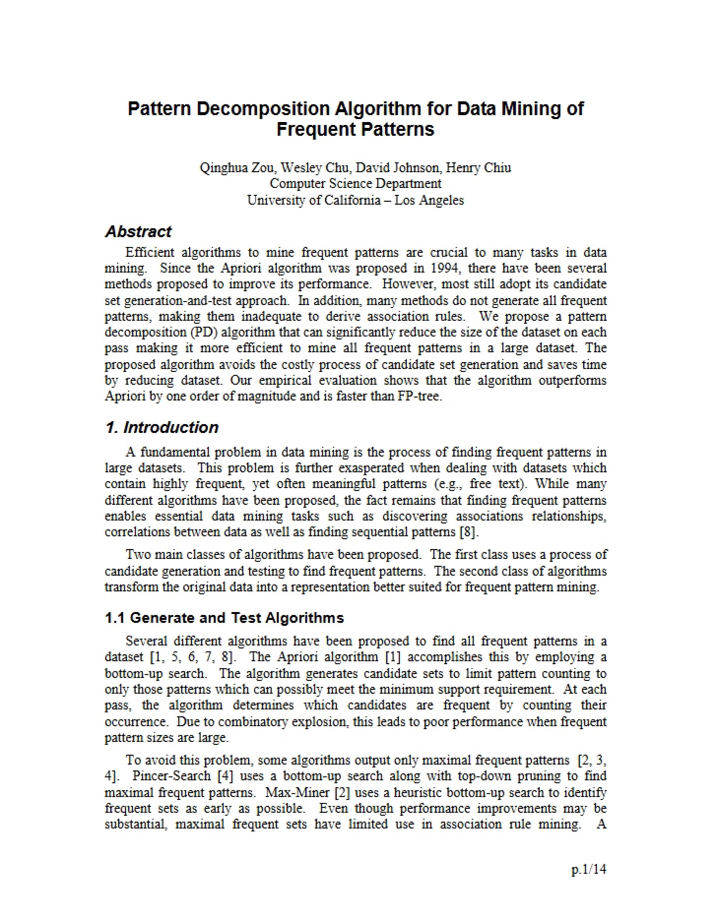 Algorithm for Pattern Decomposition