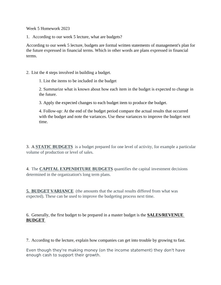 Homework for Week 5