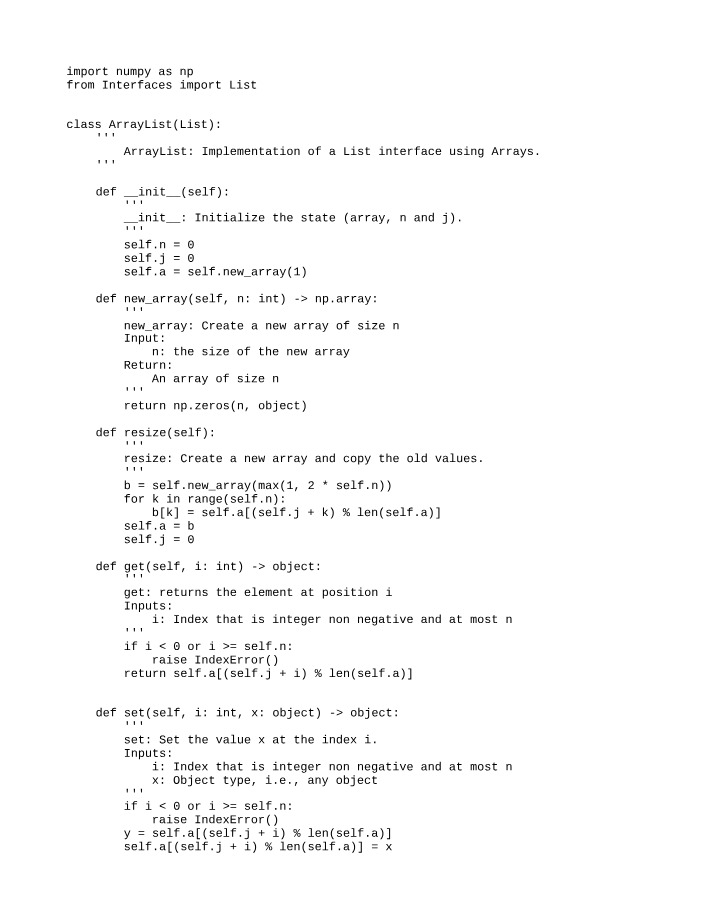 Notes on ArrayList