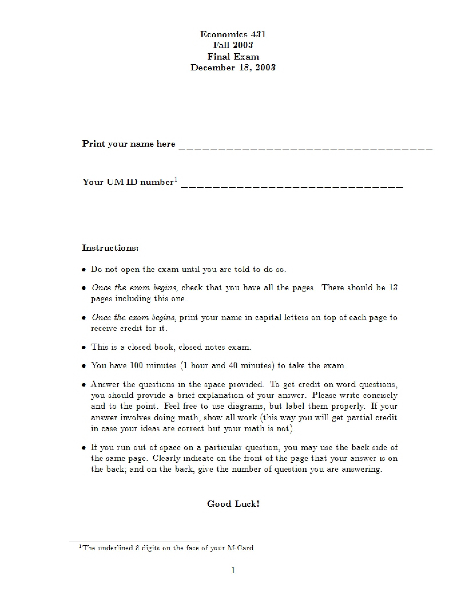 Notes for Study